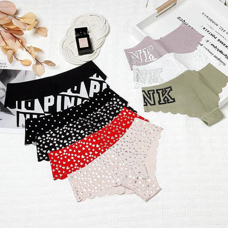 Letters Women Panties Underwear Seamless Silk Briefs Low Waist Female Sport Intimates Soft Lingerie Underpants