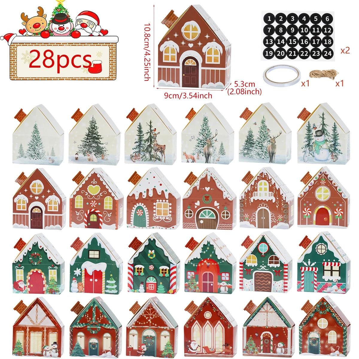 Christmas Gingerbread House Candy Box Merry Christmas Decoration For Home 2024 New Year Gift Cookie Packaging Box Xmas Ornament