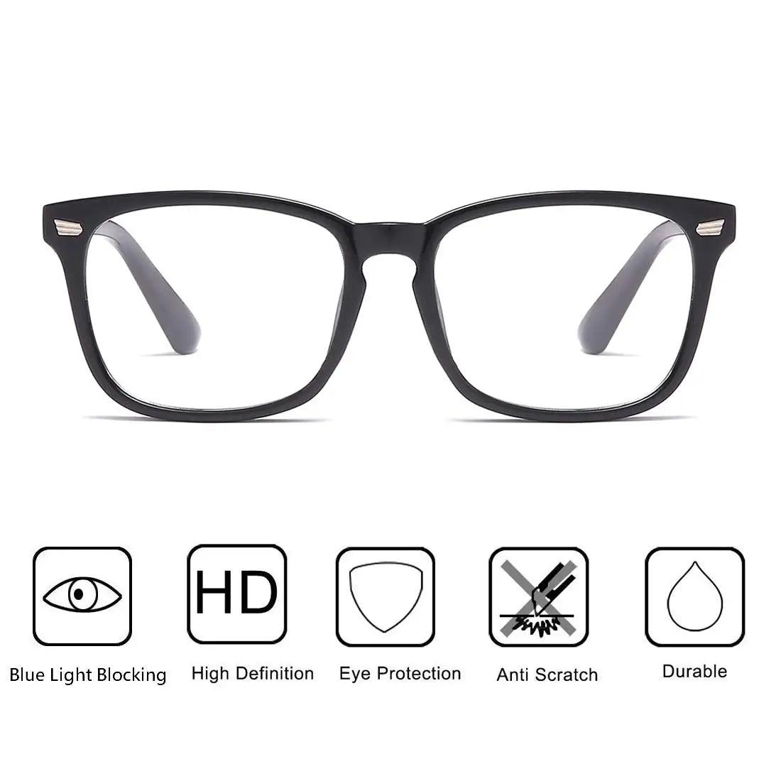 Blue Light Blocking Glasses Square Nerd Eyeglasses Frame Anti Blue Ray Computer Game Glasses - HighGloss Shop