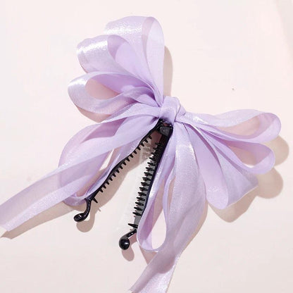 Lystrfac New Banana Clip Bow Hair Clips for Women Girls Back Head Double Layer Hairpin Horsetail clip Fashion Hair Accessories