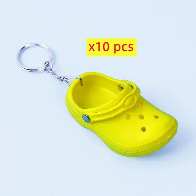 10 PcsCute 3D Mini EVA Beach Hole Little Croc Shoe Keychain Girl Gift Bag Accessories Decoration Keyring Floating KeyChain Charm