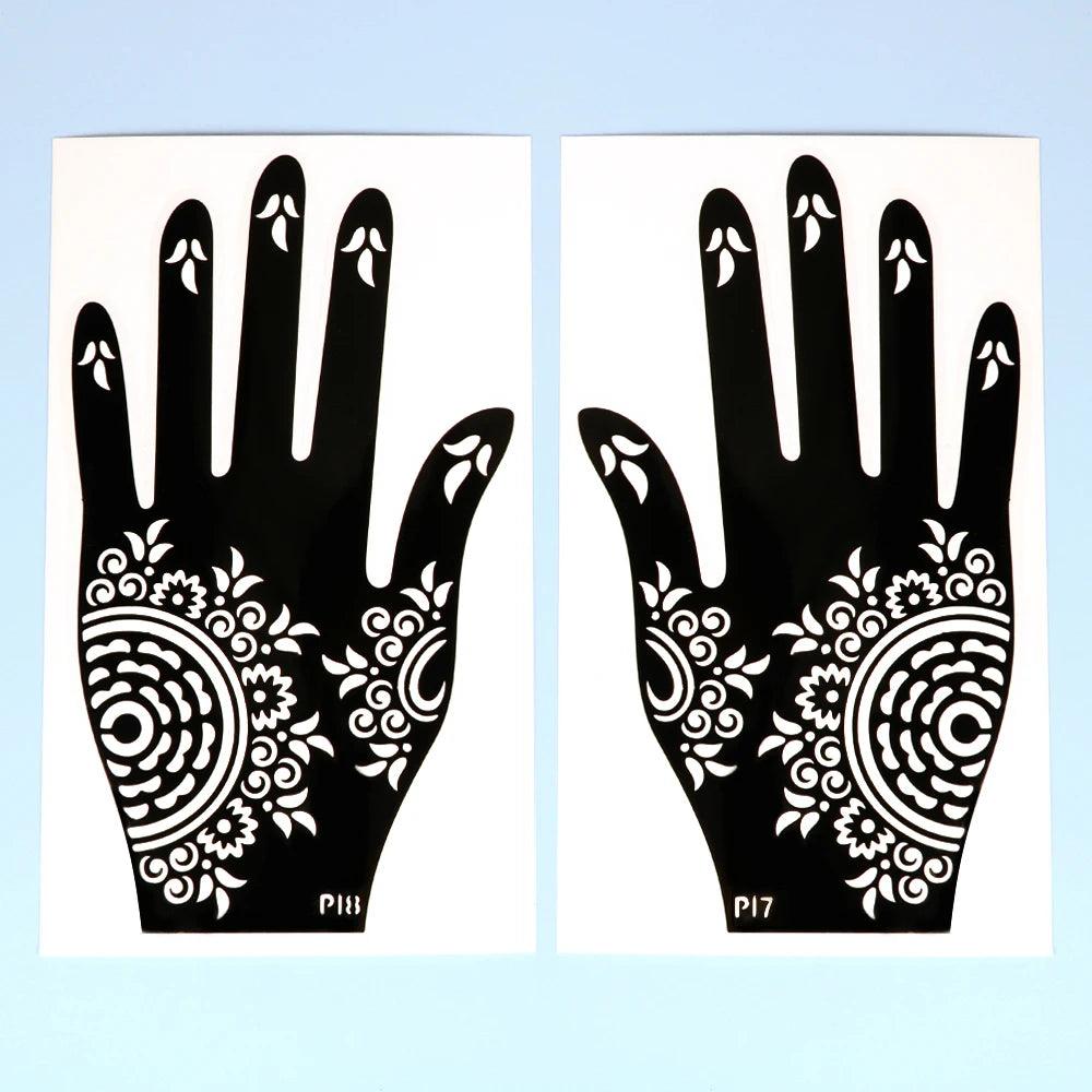 2pcs Henna Tattoo Stencils Templates For Women Temporary Tattoo Indian Fashion Flower Wedding Tattoo Supplies For DIY Body Art