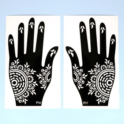 2pcs Henna Tattoo Stencils Templates For Women Temporary Tattoo Indian Fashion Flower Wedding Tattoo Supplies For DIY Body Art