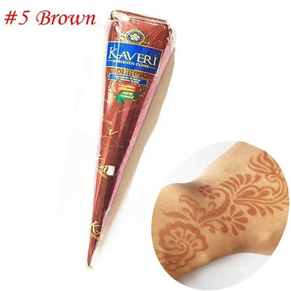 Natural Indian Henna Brown Color Tattoo Paste Cone Temporary Drawing Tattoo Stencil Women Makeup Body Art Cream