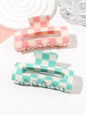 2 Pcs Checkered Hair Claw Clips for Thin Hair,Y2k Accessories Cute Acetate Banana Hair Clips for Thick Hair for Women Girls