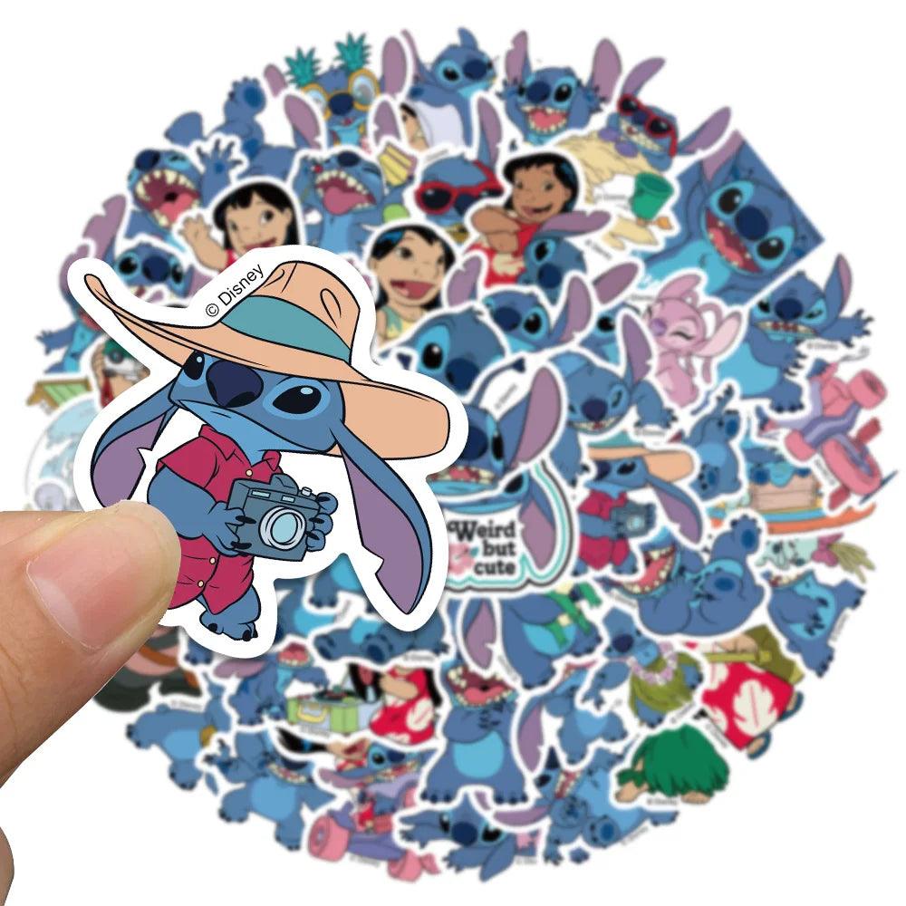 10/51PCS Disney Cute Lilo & Stitch Sticker Stickers Laptop Suitcase Graffiti Skateboard Fridge Cartoon Scrapbook Kid Gift Toy