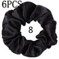 6pcs/lot Hair Scrunchies Bands Scrunchy Ties Ropes Ponytail Holder for Women or Girls Accessories Satin Headwear Solid Color Set