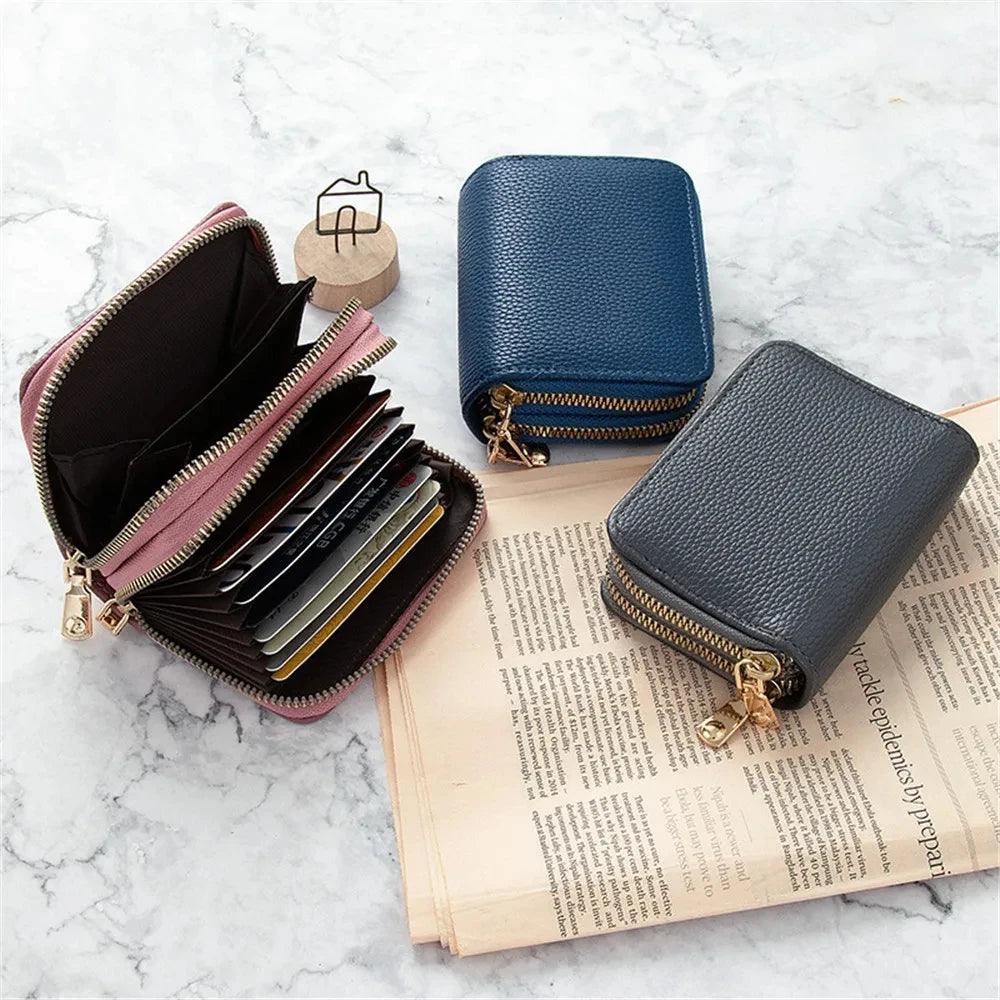 1Pc Women Leather Wallet Double Zipper For Credit Card Holder Female Coin Purse Fashion Clutch Bag Small Money Bag Cartera Mujer