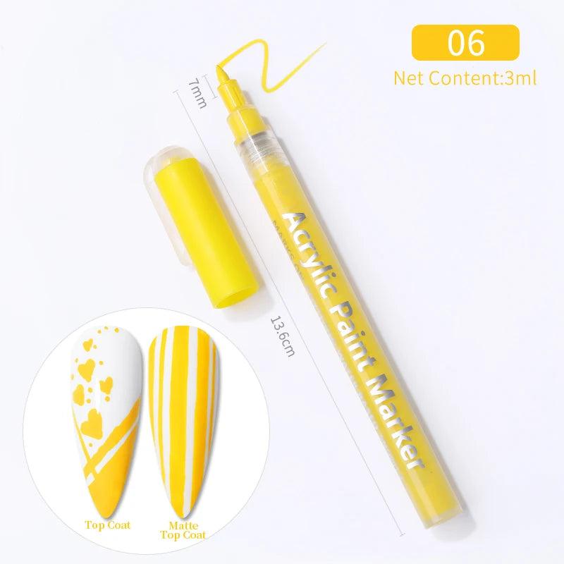 Nail Art Drawing Graffiti Pen Waterproof Painting Liner Brush DIY 3D Abstract Lines Fine Details Flower Leaf Nail Manicure Tools