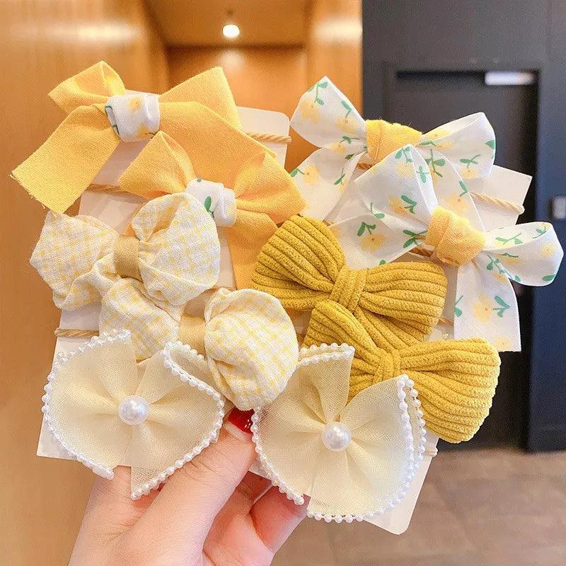 1Set Big Bow Flower Elastic Hairbands Children Girls Sweet Hair Ties Fashion Headbands Hair Accessories Rubber Band For Kid