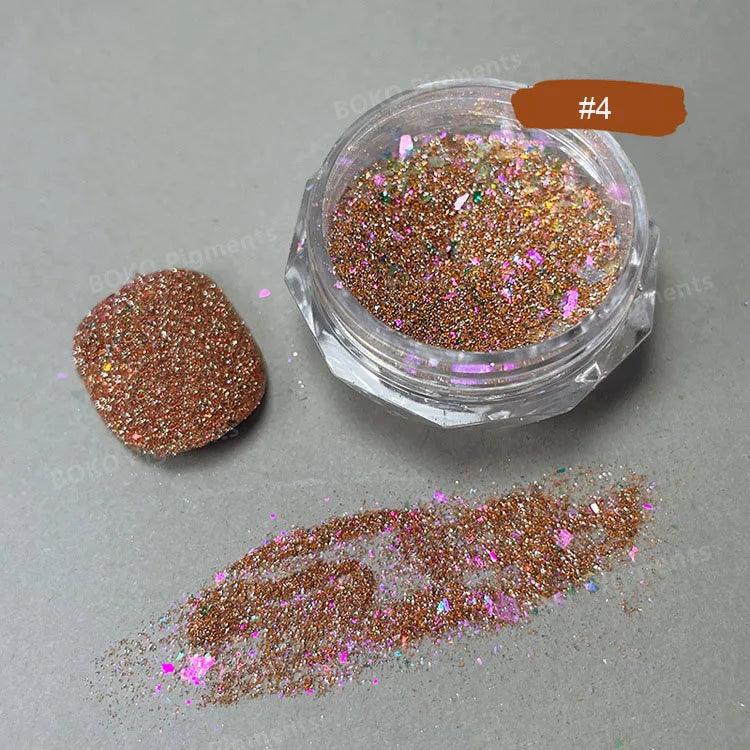 1Jar Aurora Broken Diamond Nail Powder Holographic Iridescent Aurora Powder Mermaid Pigment Glitter Nail Art Chameleon Powder