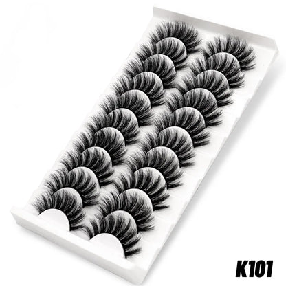 GROINNEYA 3D False Eyelashes 10 Pairs Eyelashes 3D Mink Lashes Faux Mink Fluffy Lash Soft Full Thick Wispy Eyelashes Extension