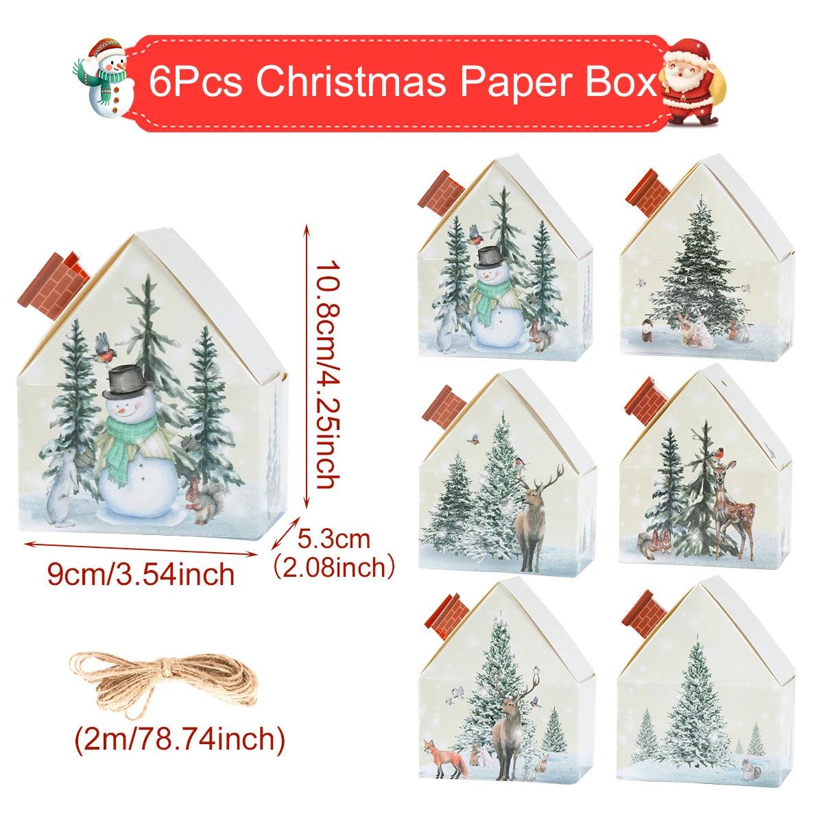 Christmas Gingerbread House Candy Box Merry Christmas Decoration For Home 2024 New Year Gift Cookie Packaging Box Xmas Ornament