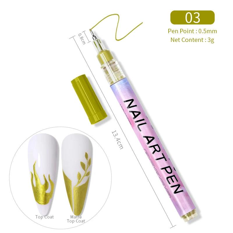 Nail Art Drawing Graffiti Pen Waterproof Painting Liner Brush DIY 3D Abstract Lines Fine Details Flower Leaf Nail Manicure Tools