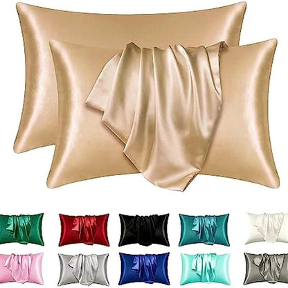 2pcs Satin Silk Pillowcase for Hair and Skin, Coral Pillow Cases Standard Size Set of   Super Soft Pillow Case