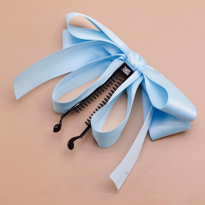 Lystrfac New Banana Clip Bow Hair Clips for Women Girls Back Head Double Layer Hairpin Horsetail clip Fashion Hair Accessories