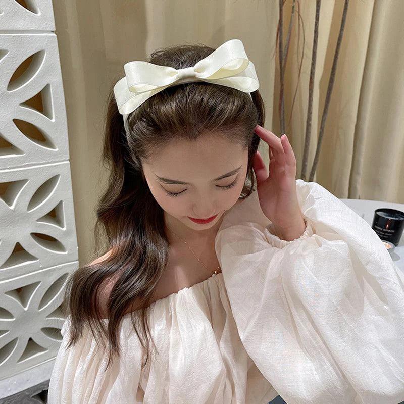 Lystrfac Korean Fabric Double Bow Headband for Women New Fashion Simple Hair Wash Hairband Ladies Headwear Hair Accessories