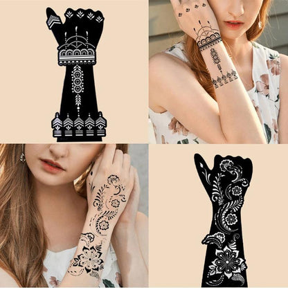 2Pairs/Lot Large Henna Tattoo Kit Stencils Women Girls Hand Arm Body Paint Henna Tattoo Templates Stencil DIY Indian Style