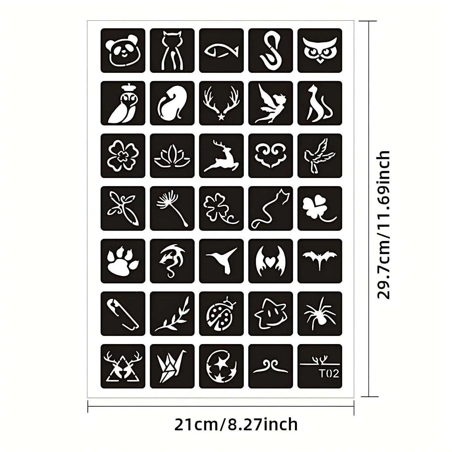 Reusable Henna Tattoo Stencils Totem Rose Slogan Wolf Airbrush Glitter Tattoo Stencil Templates for Arm Wrist Body Painting Art