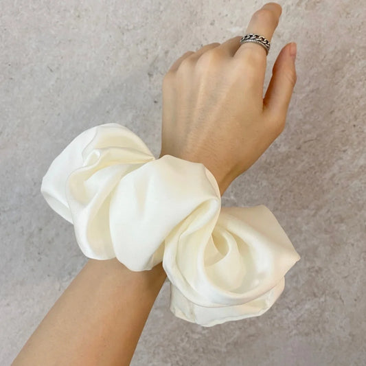 Fashion Oversized Silk Scrunchies for Women Korean Chiffon Elastic Hair Ties Ponytail Holder Headwear Chouchou Cheveux Femme