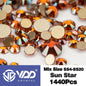 VDD 1440Pcs SS4-SS20 Mix Size Clear Crystal Non HotFix Gold Flatback Rhinestones Glitter Stones Nail Art DIY Crafts Decorations