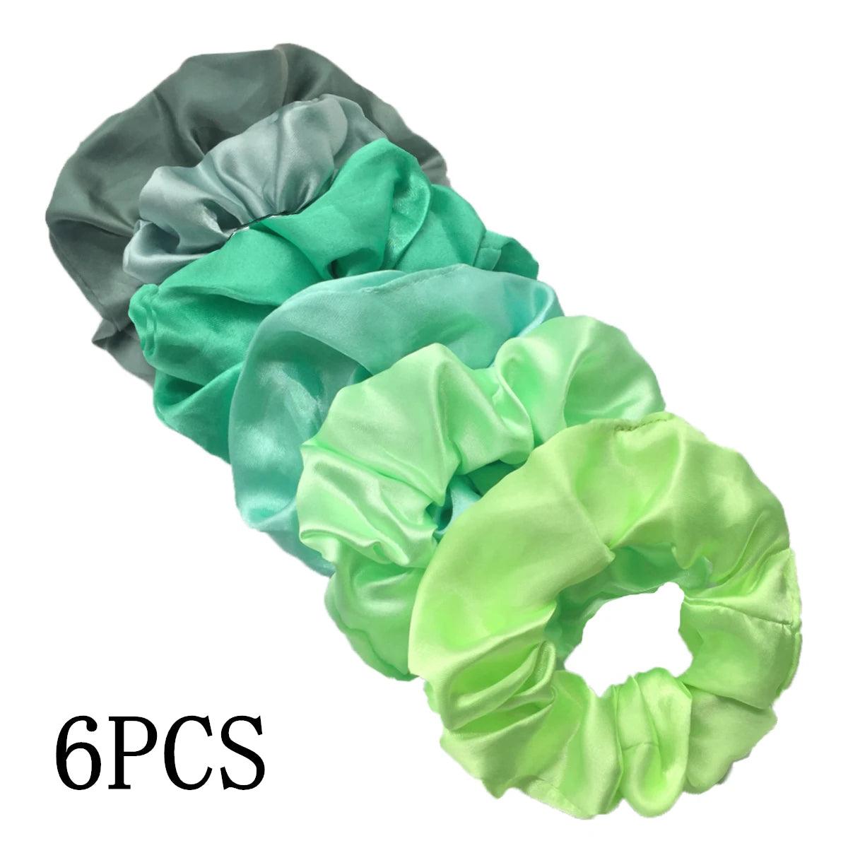 25/10//6pcs Satin Scrunchies Girls Elastic Hair Band Ponytail Holder Ties Rubber Bands Fashion Women Accessories Solid Scrunchy