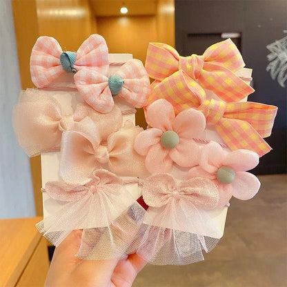 1Set Big Bow Flower Elastic Hairbands Children Girls Sweet Hair Ties Fashion Headbands Hair Accessories Rubber Band For Kid