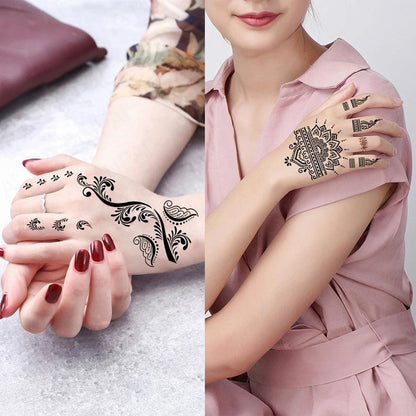 12 Sheets Henna Stencil Temporary Tattoo Sticker Airbrush India Flower Body Art Template for Wedding Party