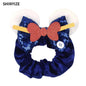 New Chic Disney Mickey Mouse Ears Hair Scrunchies Sequins 4"Bows Elastic Headband Women Velvet Girls DIY Hair Accessories Gift