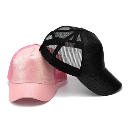 13 Colors Glitter Ponytail Mesh Hat Men Women Baseball Cap Adjustable Female Sequins Shine Summer Sun Bun Caps Outdoor Hats