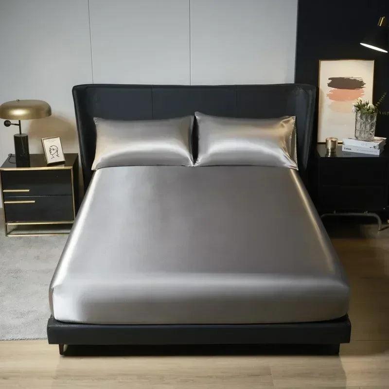 1pc Silk Satin Fitted Sheet Ice Silk Bed Cover Washed Silk Mattress Cover, Simmons Dust Cover, Comfortable and Soft /bed sheets