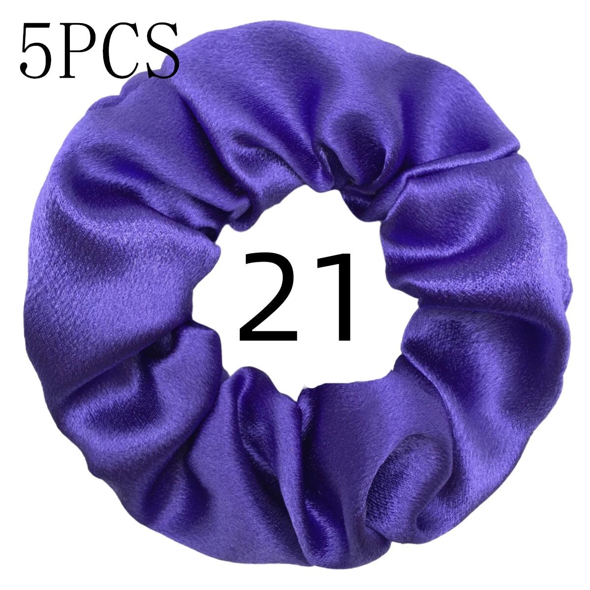 10/5pcs/lot Accessoires Women Girls Silky Satin Hair Scrunchies Solid Elastic Elegant Rubber Band Headwear Holder Scrunchy Black