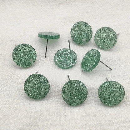 New Arrival! 14/16mm 100pcs/lot Acrylic Coin-Shape Glitter Color Earring Studs For Earrings Accessories/Parts Jewelry DIY Making