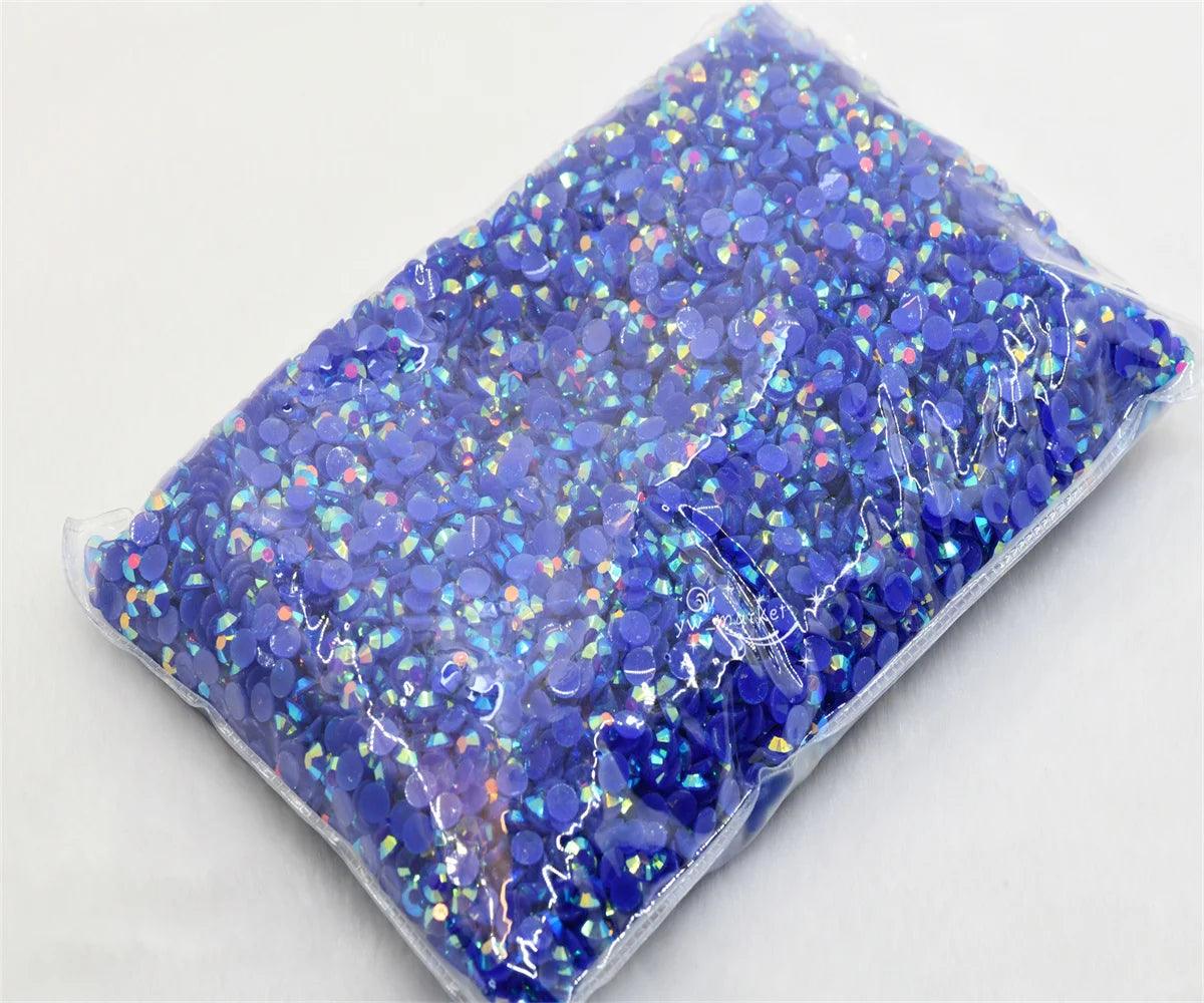 1000pcs 6mm Glue On Crystal Stones Resin Rhinestone  Jelly AB Gems Flatback DIY Stones in Non Hot Fix