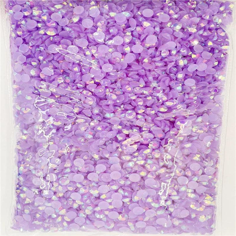 1000pcs 6mm Glue On Crystal Stones Resin Rhinestone  Jelly AB Gems Flatback DIY Stones in Non Hot Fix