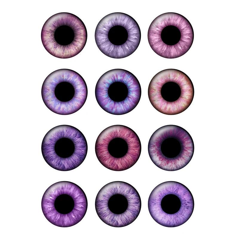 24pcs/bag 14mm Purple Pupil Eyes Chips Suitable for Blythe Doll Glass Cabochons DIY Accessories Bulk Items Wholesale H216