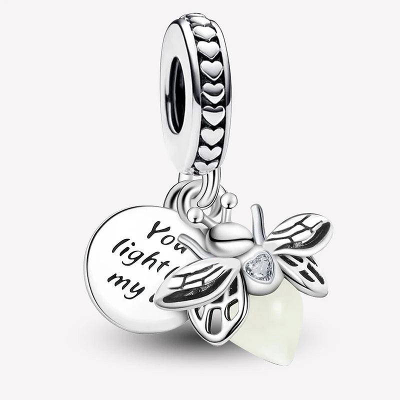 Fit Pandora 925 Original Bracelets Love Heart Flower Four Leaf Clover Turtle 925 Silver Charms Beads DIY Birthday Jewelry Gift