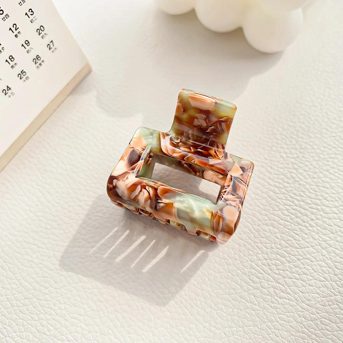 Muweordy Fashion Acetate Hollow Square Hair Claws Crab Hair Clips Marble Print Ponytail Shark Clip Barrettes Hair Accessories