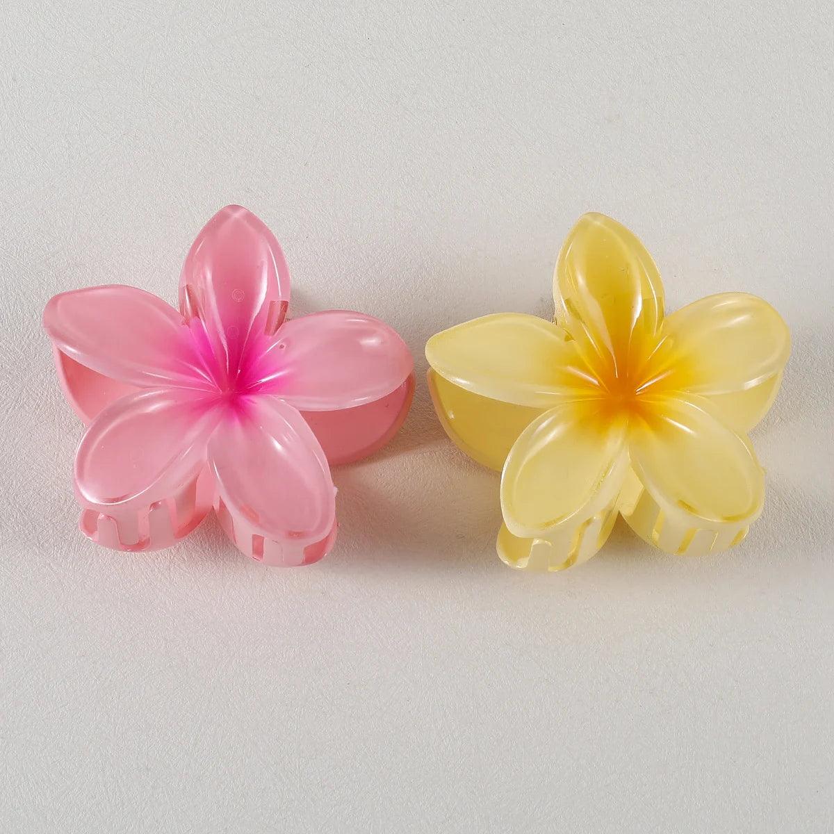 2Pcs Fashion Flower Hair Claw Clip Women Girls Shark Hair Claws Hairpin Barrettes Beach Ponytail Crab Clip Hair Accessories