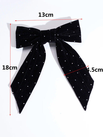 Lystrfac Vintage Rhinestone Velvet Black Hair Bow For Women Hairpin Simple Fashion Top Clip Ladies Hairgrips Hair Accessories