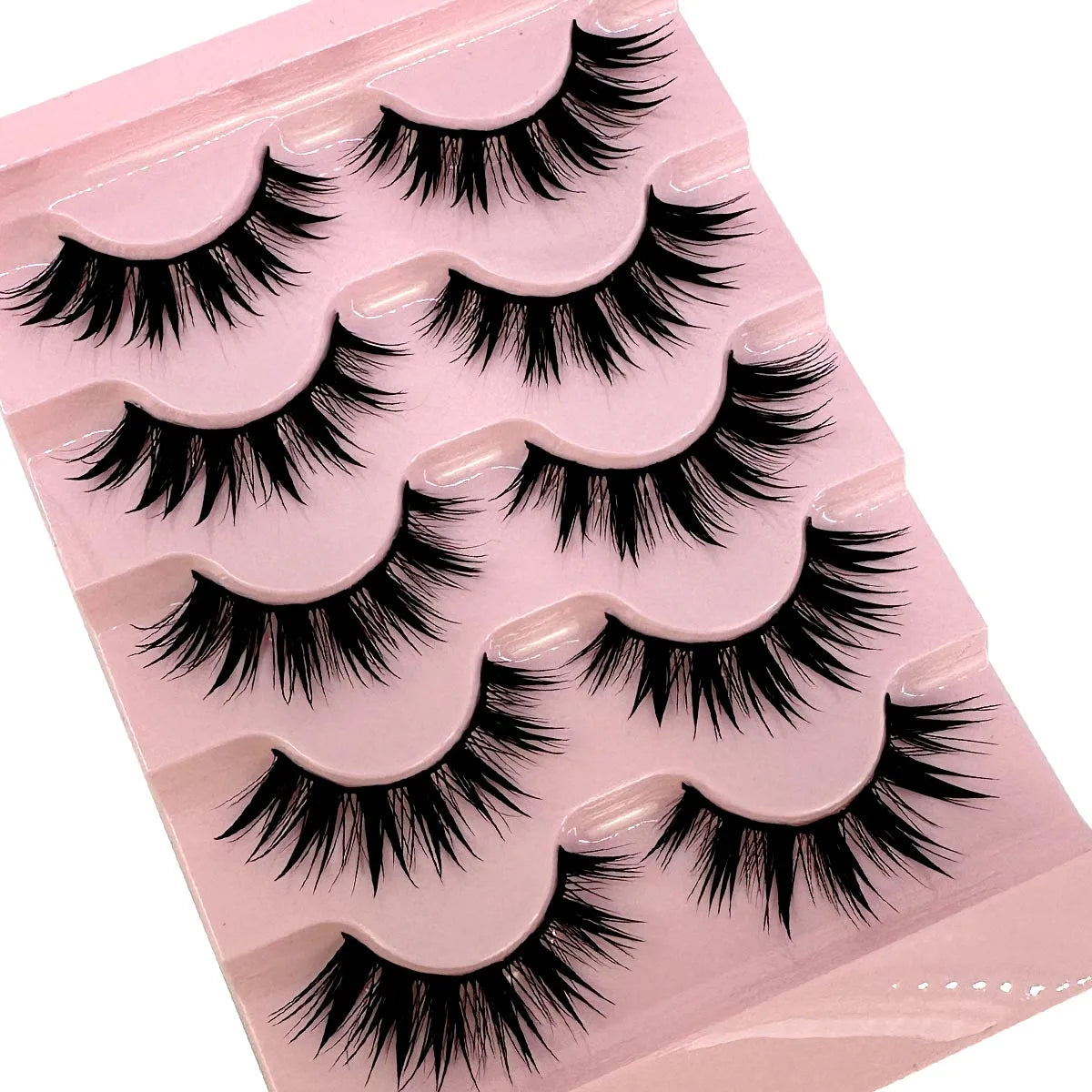 NEW 5Pairs Natural 3D Dramatic Fairy Clusters Manga Lashes Fake Eyelashes Wet Look Cosplay Lashes