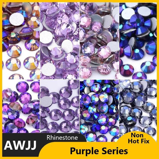 Purple Series SS3-30 Non Hot Fix Rhinestones flat back crystal strass glitter stone for DIY manicure 3D nail art fabric garment - HighGloss Shop