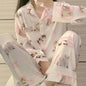 High Quality Light Luxury Ice Silk Pajamas Women's Pajama Spring and Autumn Style Long Sleeve Home Set Nightwear Sleepwear