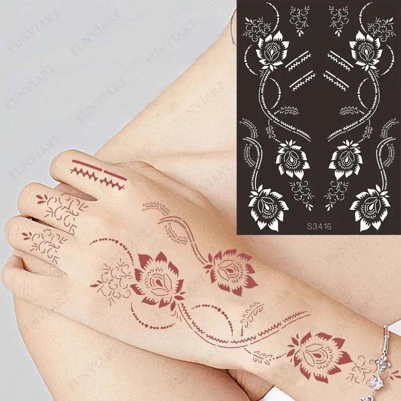 Reusable Temporary Henna Tattoo Stencil Arm Sleeve Mehndi Stencils Designs Painting Template DIY Tattoo Supplies