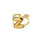 Gold Color A-Z Letter Alphabet Rings for Women Gothic Double Layer Thick Initial Letter Femme Ring Stainless Steel Jewelry Gift