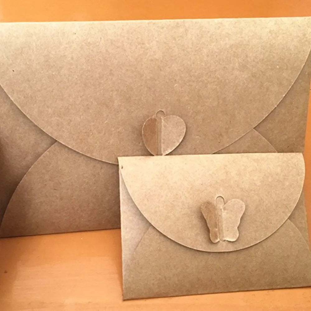 10pcs /pack Bigger Mini Small 17.5x11CM /10.5x7CM Size Kraft Paper Envelopes Vintage Butterfly Gift Card Envelope