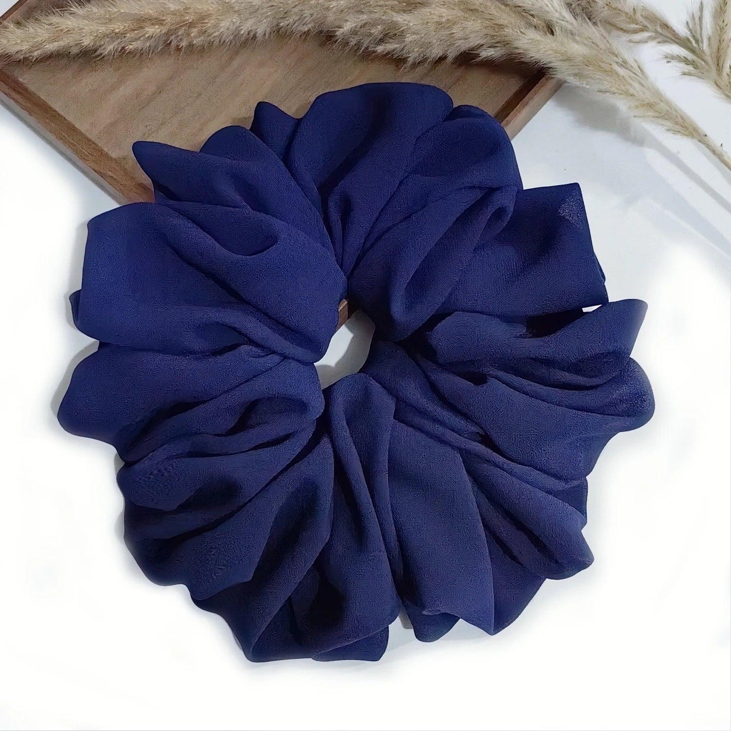 Big Size Chiffon Scrunchies For Muslim Women Custom Elastic Volumizing Oversized Neat stitching Malaysian Bunch Hair Tie