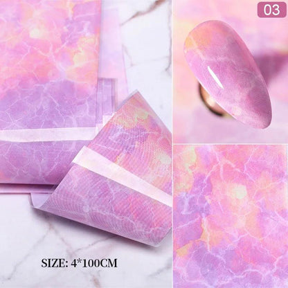 Aurora Chrome Nail Foil Mirror Effect Nail Pigment Irridescent Glitter Heart Marble Foil Sticker Decoration Manicure Wraps