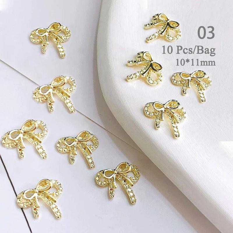 Butterfly Shaped Gold Silver Nail Charms Metal Alloy 3D Nail Rivets Gems Decoration Manicure Jewelry Accessories Nail Supplies