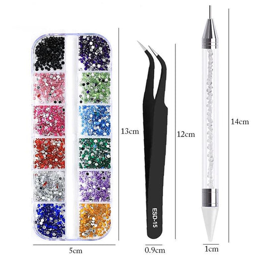 3Pcs/Set Nails Art Accesorios Multi-Size Rhinestones 3D Crystal DIY Decorations Glitter Crystal Rivet Gem 3D Nail Supplies - HighGloss Shop